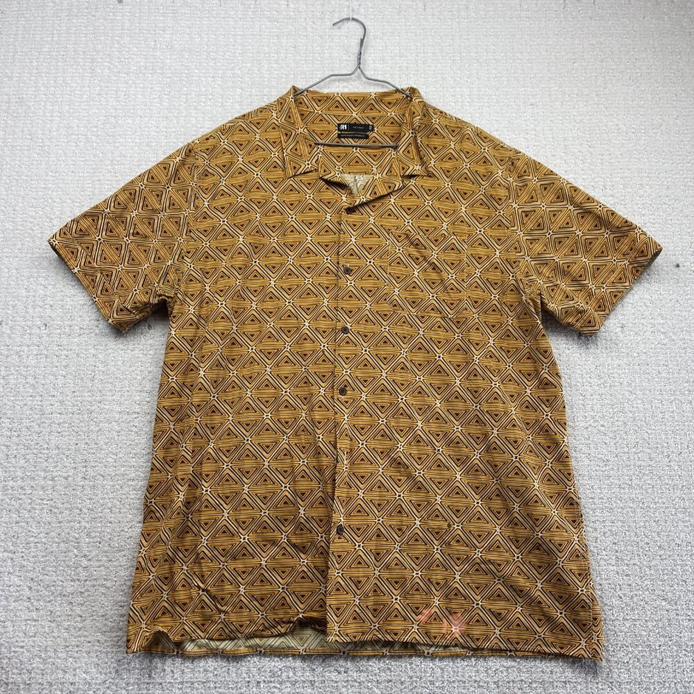 Le 31 Par Simons Button Up Shirt Geometric Retro Boho AOP orange Men Sz XL  Read